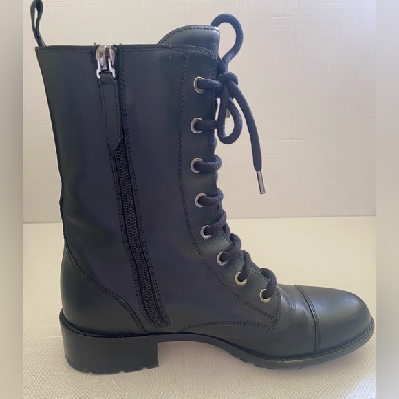 Valentino Black Leather Rose Combat Boots Size 36 - Picture 6 of 16